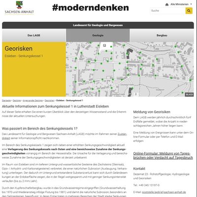 Screenshot der Homepage des Landesamt f&uuml;r Geologie und Bergbau