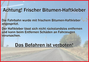 Hinweis auf Bitumen-Haftkleber