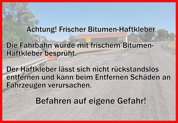 Hinweis auf Bitumen-Haftkleber